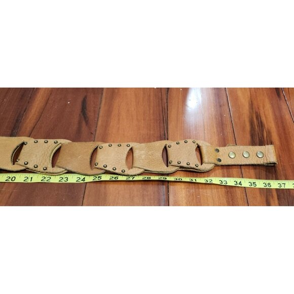 LeatheRock Custom Linked Leather Studded Rhinstone Belt Size M/L USA MSRP $245 - Picture 15 of 16
